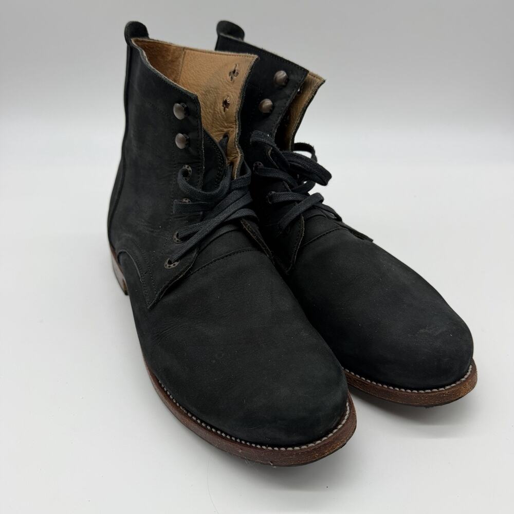 Adelante Shoe Co Havana Black Nubuck Leather Lace Up Boots Men’s Size 11 D